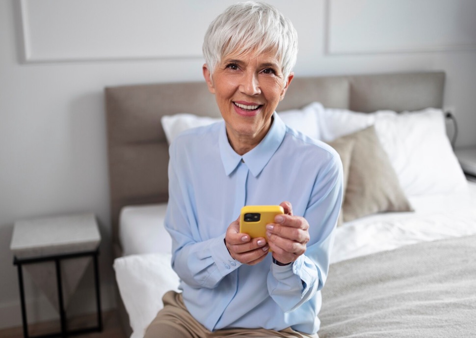 Persone anziane con smartphone